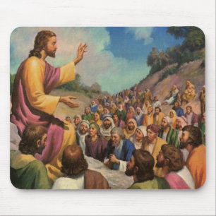Jesus Christus Bergpredigt, Vintage Religion Mousepad