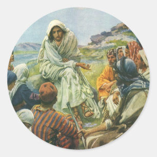 Jesus Christus Bergpredigt, Vintage Religion Runder Aufkleber