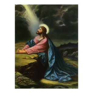 Jesus Christus betet im Garten Gethsemane im Vinta Poster
