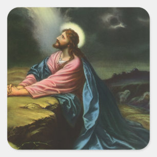 Jesus Christus betet im Garten Gethsemane Vintage Quadratischer Aufkleber