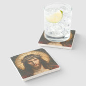 Jesus Christus | Christliche religiöse Kunst Steinuntersetzer (Seitenansicht)