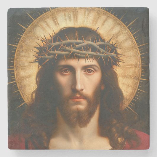 Jesus Christus | Christliche religiöse Kunst Steinuntersetzer (Vorderseite)