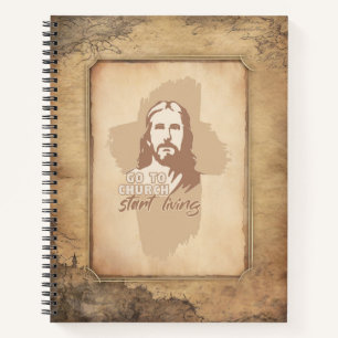 Jesus Christus. Christlicher Prediger Notizblock