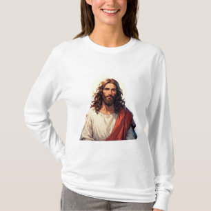Jesus Christus Christliches Damen Langarmshirt T-Shirt