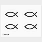 Jesus Christus, Christliches Fischsymbol Ovaler Aufkleber (Blatt)