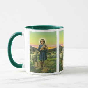 Jesus Christus der Hirte mit Lamm im Vintage-Stil Tasse