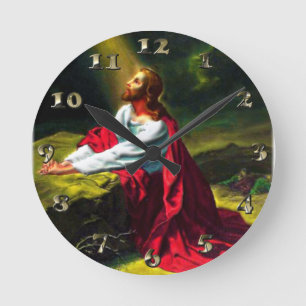 Jesus Christus, der im Garten von Gethsemane betet Runde Wanduhr