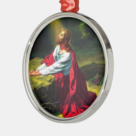 Jesus Christus, der im Garten von Gethsemane betet Silbernes Ornament (Links)