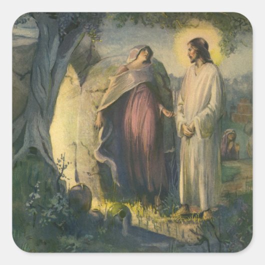 Jesus Christus durch das Grab von ML Greer erwisch Quadratischer Aufkleber (Vorderseite)