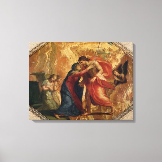 Jesus Christus empfängt die Jungfrau im Himmel Leinwanddruck (Vorderseite)