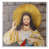 Jesus-Christus-Foto & Zitat Fliese (Vorderseite)