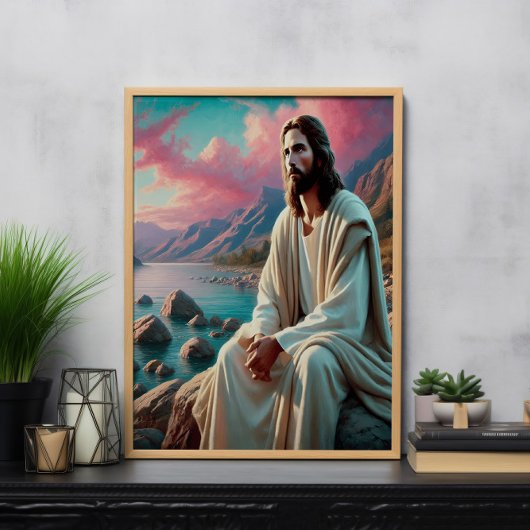 Jesus Christus Gazing in Richtung Himmlischer Hori Poster