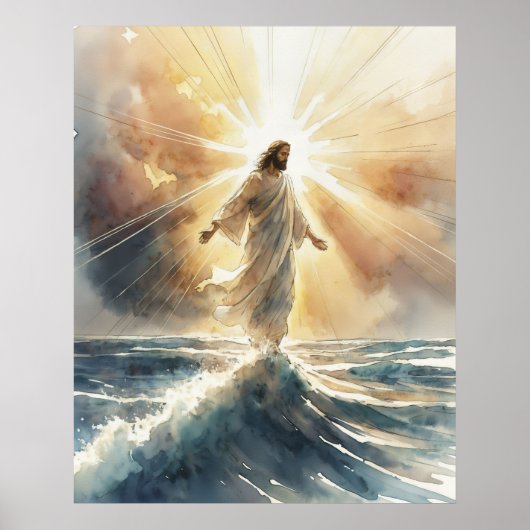 Jesus Christus geht auf dem Wasser Poster (Vorne)