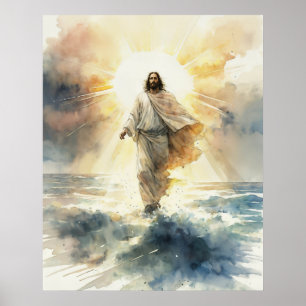 Jesus Christus geht auf dem Wasser Poster