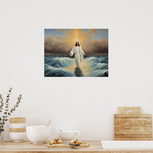 Jesus Christus geht auf dem Wasser Poster (Küche)