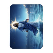 Jesus Christus geht auf der biblischen Wasserszene Magnet (Vertikal)