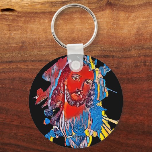 Jesus Christus Gesicht heilige Herz Abstrakte Kuns Schlüsselanhänger (Vorderseite)