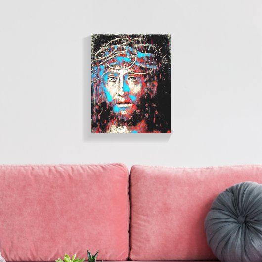 Jesus Christus Gesicht Thorn Crown Abstrakte Maler Leinwanddruck (Insitu (Wohnzimmer))
