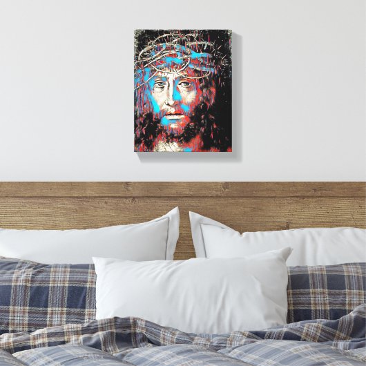 Jesus Christus Gesicht Thorn Crown Abstrakte Maler Leinwanddruck (Insitu (Schlafzimmer))