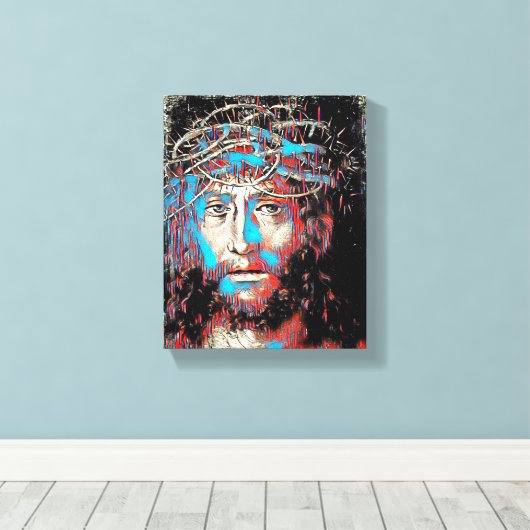 Jesus Christus Gesicht Thorn Crown Abstrakte Maler Leinwanddruck (Insitu (Holzboden))