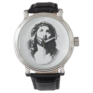 Jesus Christus-Gesichts-Schablonen-Uhr Armbanduhr