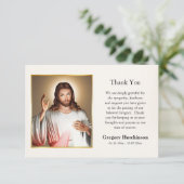 Jesus Christus Göttliche Gnade katholische Beerdig Dankeskarte (Stehend Vorderseite)