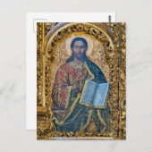 Jesus Christus hält das orthodoxe Evangelium Postkarte (Vorne/Hinten)