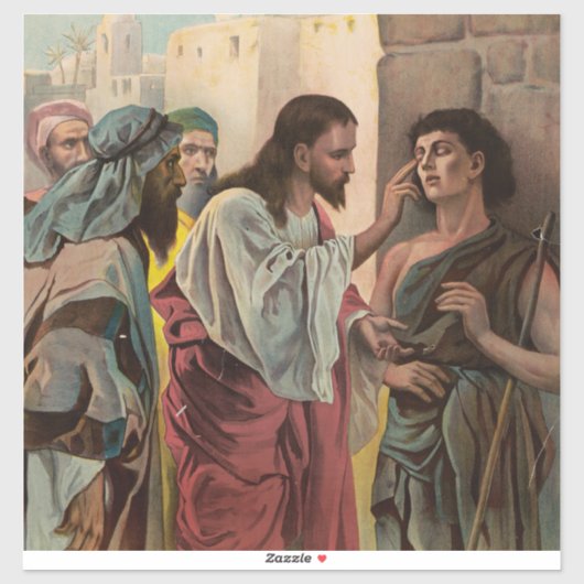 Jesus Christus heilt den blinden Mann Aufkleber (Blatt)