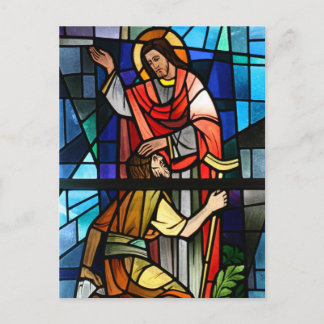 Jesus Christus heilt die leise verkleidete Glaskun Postkarte