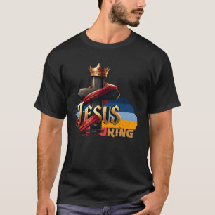 Jesus Christus Herr König Krone Kreuz Christlicher T-Shirt