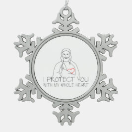 Jesus Christus - ich schütze dich Schneeflocken Zinn-Ornament