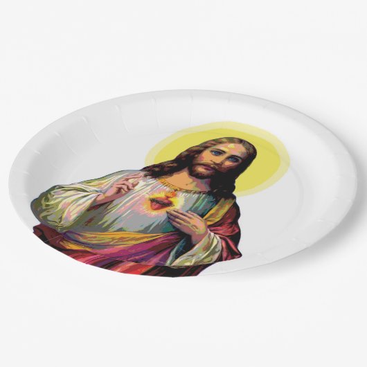 Jesus Christus im Pop Art Style Pappteller (Schrägansicht)