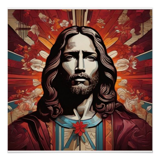 Jesus Christus im Pop Kunst und Kunst-Déco Poster (Vorderseite)