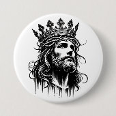Jesus Christus in Kings Kronenkronik Kunst Button (Vorderseite)