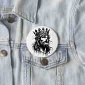 Jesus Christus in Kings Kronenkronik Kunst Button (Beispiel)