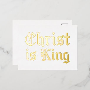 Jesus Christus ist König Gothic Blackletter Grunge Folien Feiertagspostkarte