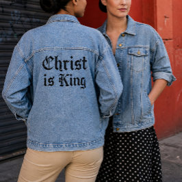 Jesus Christus ist König Gothic Blackletter Grunge Jeansjacke