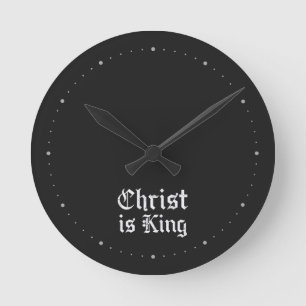Jesus Christus ist König Gothic Blackletter Grunge Runde Wanduhr