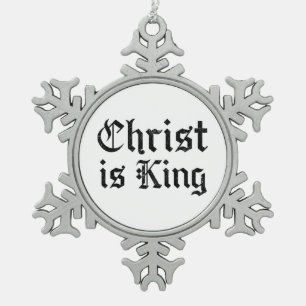 Jesus Christus ist König Gothic Blackletter Grunge Schneeflocken Zinn-Ornament