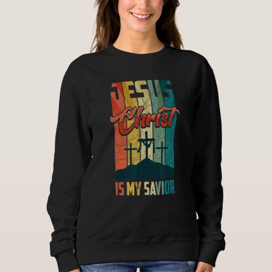 Jesus Christus ist mein Retter für Christliche Fra Sweatshirt (Vorderseite)