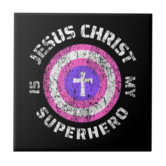 Jesus Christus ist mein Superheld Jesus Fliese (Vorderseite)
