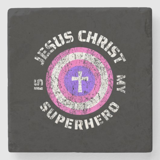 Jesus Christus ist mein Superheld Jesus Steinuntersetzer (Vorderseite)