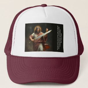 Jesus Christus kehrt mit einem Schwert Trucker Hut Truckerkappe