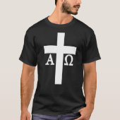 Jesus Christus Kreuz Alpha Omega Christentum Bibel T-Shirt (Vorderseite)
