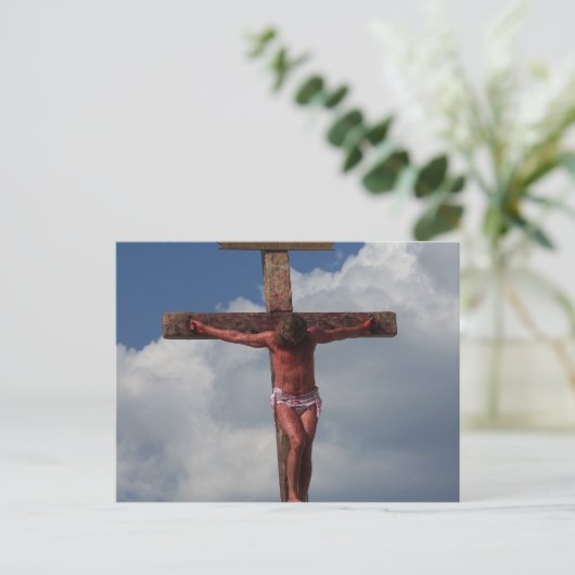Jesus Christus kreuzigte auf dem Foto der Kreuzkar Postkarte (Stehend Vorderseite)