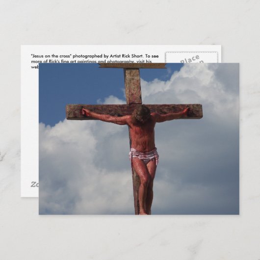 Jesus Christus kreuzigte auf dem Foto der Kreuzkar Postkarte (Vorne/Hinten)