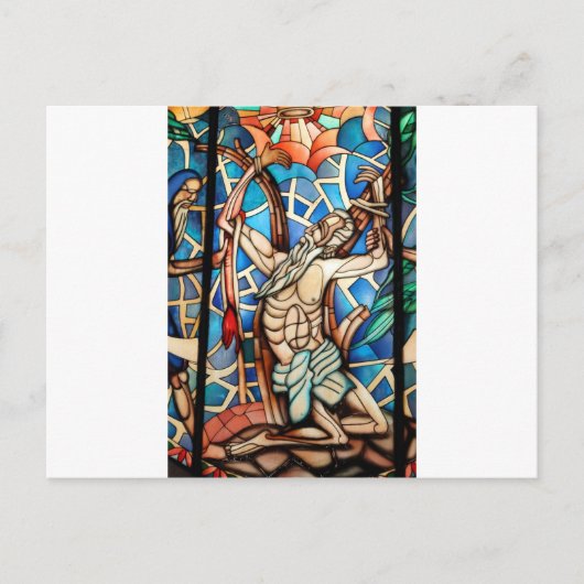 Jesus Christus Kreuzigung Buntglasfenster Postkarte (Vorderseite)