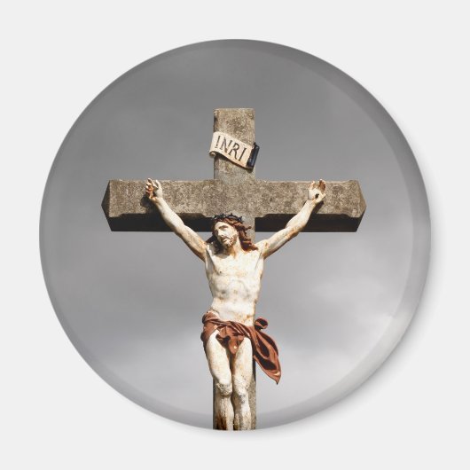 Jesus Christus Kreuzigung Skulptur Magnet (Vorne)