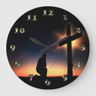 Jesus Christus-Kreuzigungs-Kreuz Große Wanduhr