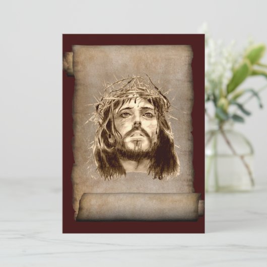 Jesus Christus Krone von Thorns auf Scroll (Stehend Vorderseite)